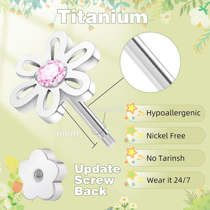 DALI Hypoallergenic 14K Gold Earrings for Girls Women, Toddler Screw Back Baby Earrings for Sensitive Ears Silver Kids Earrings Cute Flower Heart Star Ball Dot Mouse Titanium Flat Back Stud Earring Sets - Image 3